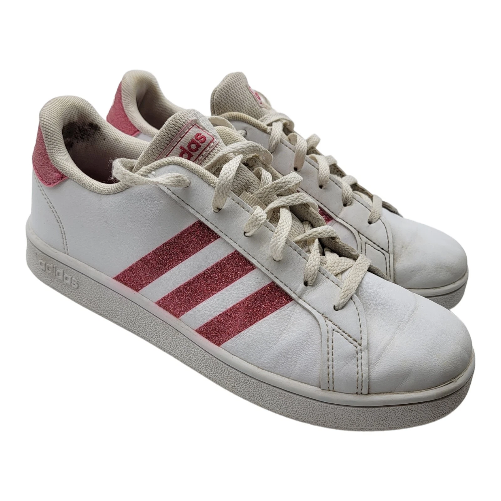 Adidas Scarpe Ragazza 4.5 Grand Court K Sneakers Tennis Bianco Rosa EG5136