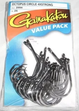 GAMAKATSU OCTOPUS CIRCLE SE HOOK Value Pack 8/0 209418-25 NEW! HEAVY SHANK NSB