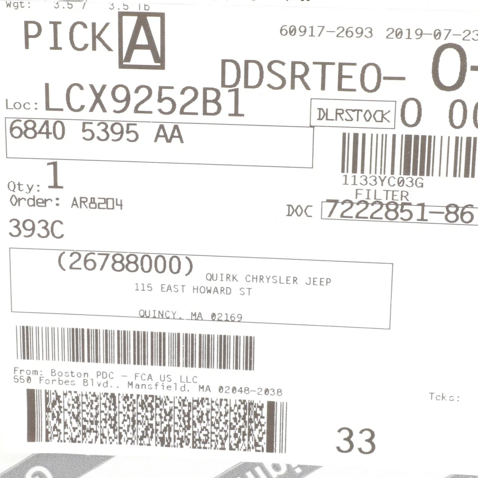 Jeep Renegade 2015-2018 motor filtro de aire carcasa fabricante de equipos originales nuevo Mopar 68405395AA Foto 3 de 3