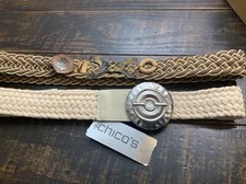 Vintage Chico s Women s Belt Woven Braided Neutral 44 Brown Braided 36