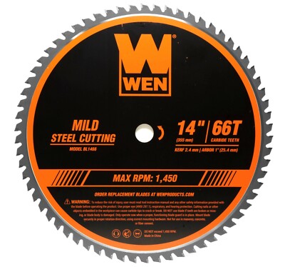 WEN BL1466 14'' 66-Tooth Carbide-Tipped Metal Saw Blade for Mild Steel Cutting