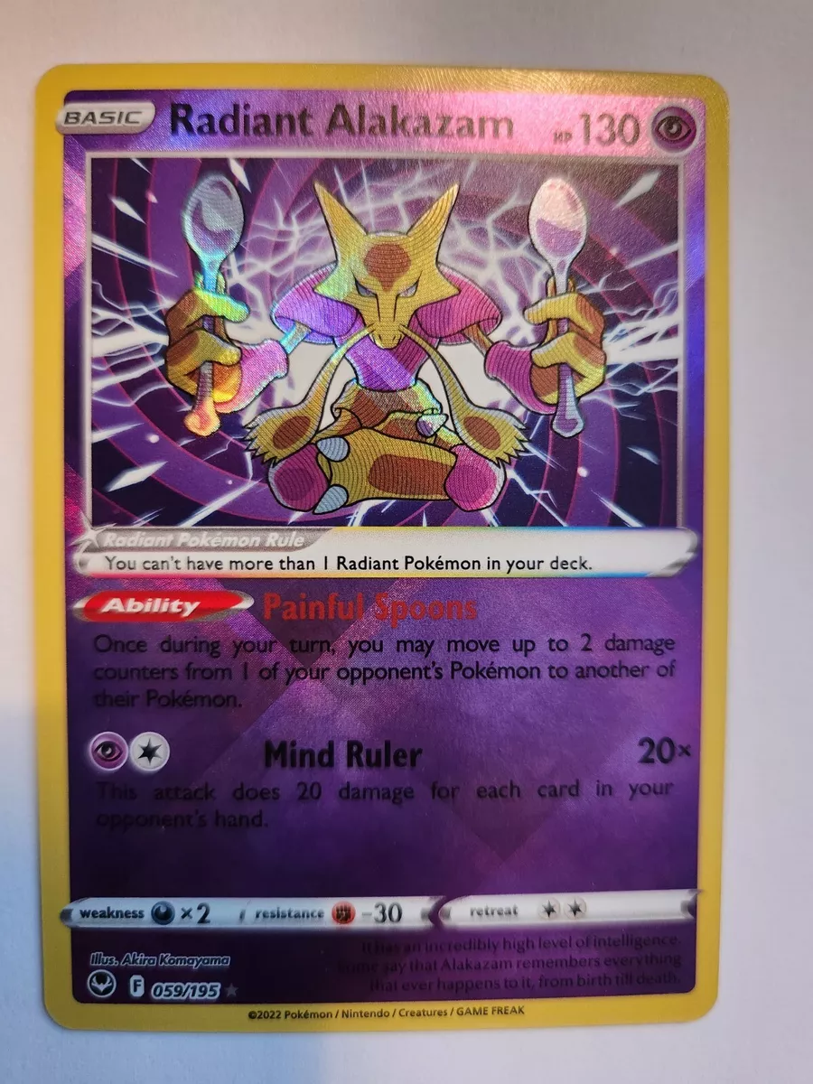 Radiant Alakazam Silver Tempest 059/195 Pokemon TCG Card in 2023