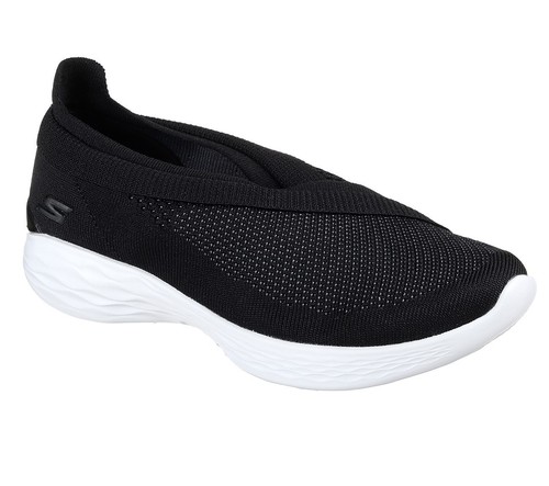 SKECHERS SCARPE DA DONNA MOCASSINI SLIP-ON IN TESSUTO ELASTICIZZATO NERO |  eBay