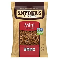 Snyder's of Hanover Mini Pretzels, 3.49 Oz, 64 Count, Pack of 8