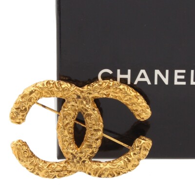 Chanel Rainbow Brooch CHANEL Gold-tone Coco Mark Logo Vintage Pin