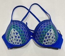 Shade  Shore Women's Cross Back Tassel Shore Knit Bikini Top - Blue Teal 32A