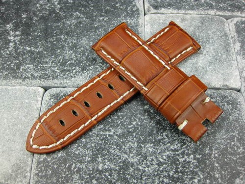 22mm Deployment Strap Grain Leather Watch Band for fits PANERAI Black Brown R - Picture 46 of 50