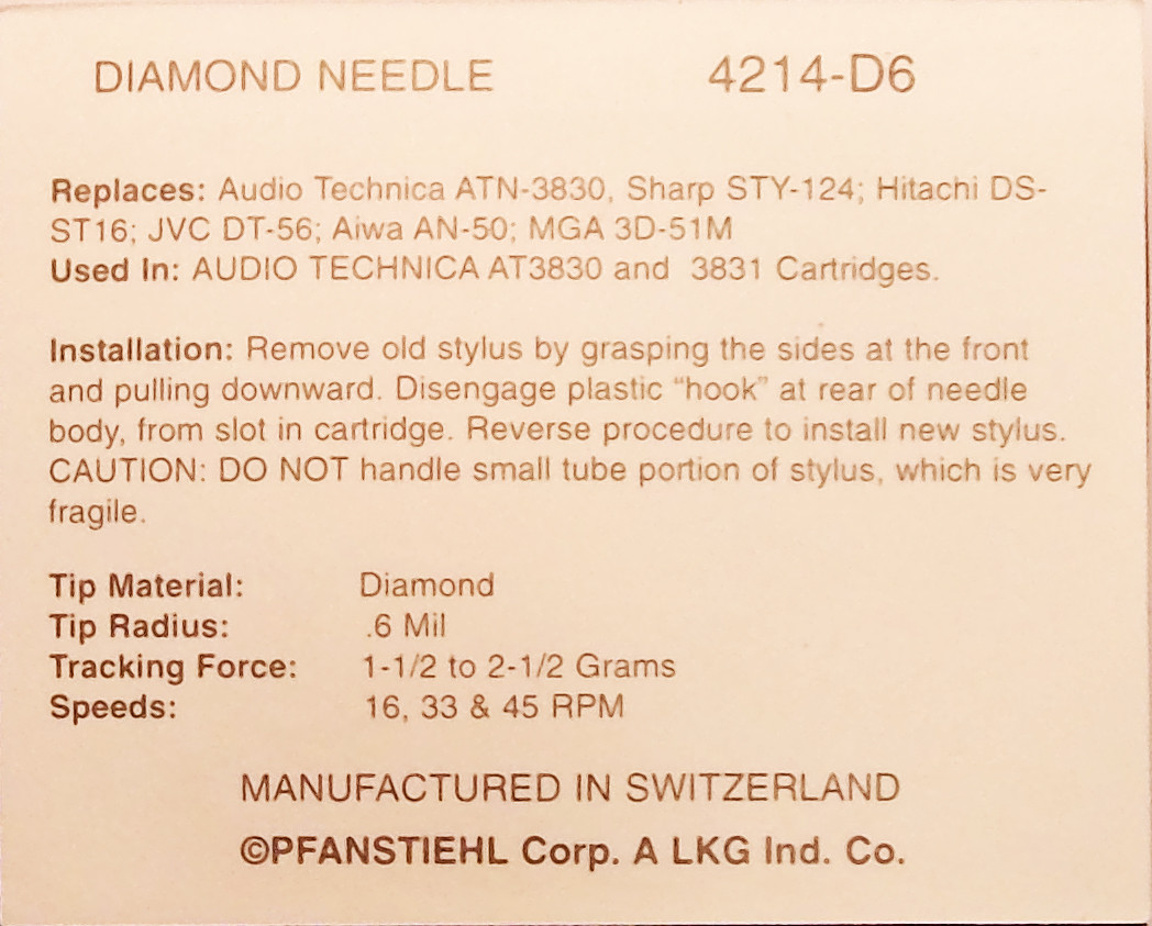 Replacement Stylus Needle 4213-D6 For Akai M502, M552, M60, M80, RS33 Turntables 5 thumbnail image