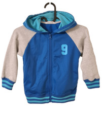 H M Boy  s Blue Hooded Color Block Zip Closure Track Jacket Size 2-4YR