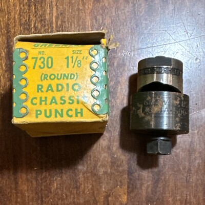 Greenlee 1-1/8  Radio Chassis Punch knockout No. 730 Made in U.S.A. Original Box