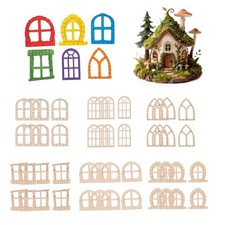 50 Pcs Fairy Door and Window Set, Doll House Windows Doors Craft 50-6Style
