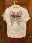 Harley Davidson Embroidered White Woman short sleeve button down shirt XL — photo 1
