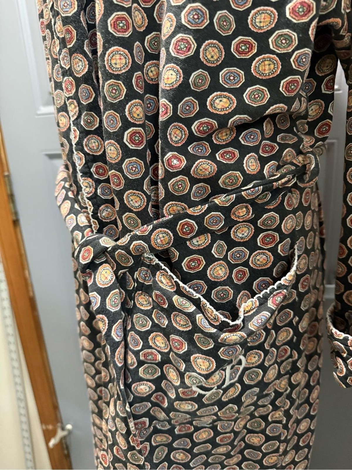 VTG Christian Dior - Geometric Medallion Print Long Robe Dressing Gown (unisex) image 3