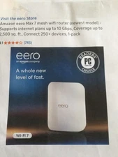 eero Max 7 Tri-Band Mesh Wi-Fi 7 Router - White, 1-Pack    10Mbps Brand New