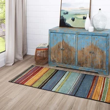 Rainbow Stripe 2' x 5' Area Rug - Multicolor - Perfect for Living Room, Dinin...