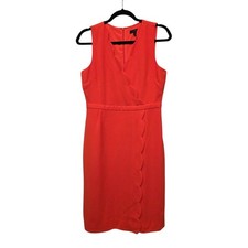 J Crew Scallop Front Crepe Dress Womens Sz 8 Orange Career Work Evening Elegant