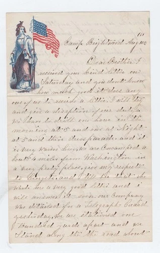 CIVIL WAR LETTER - 7th MA Infantry - Guards Telegraph Lines near Washington DC !