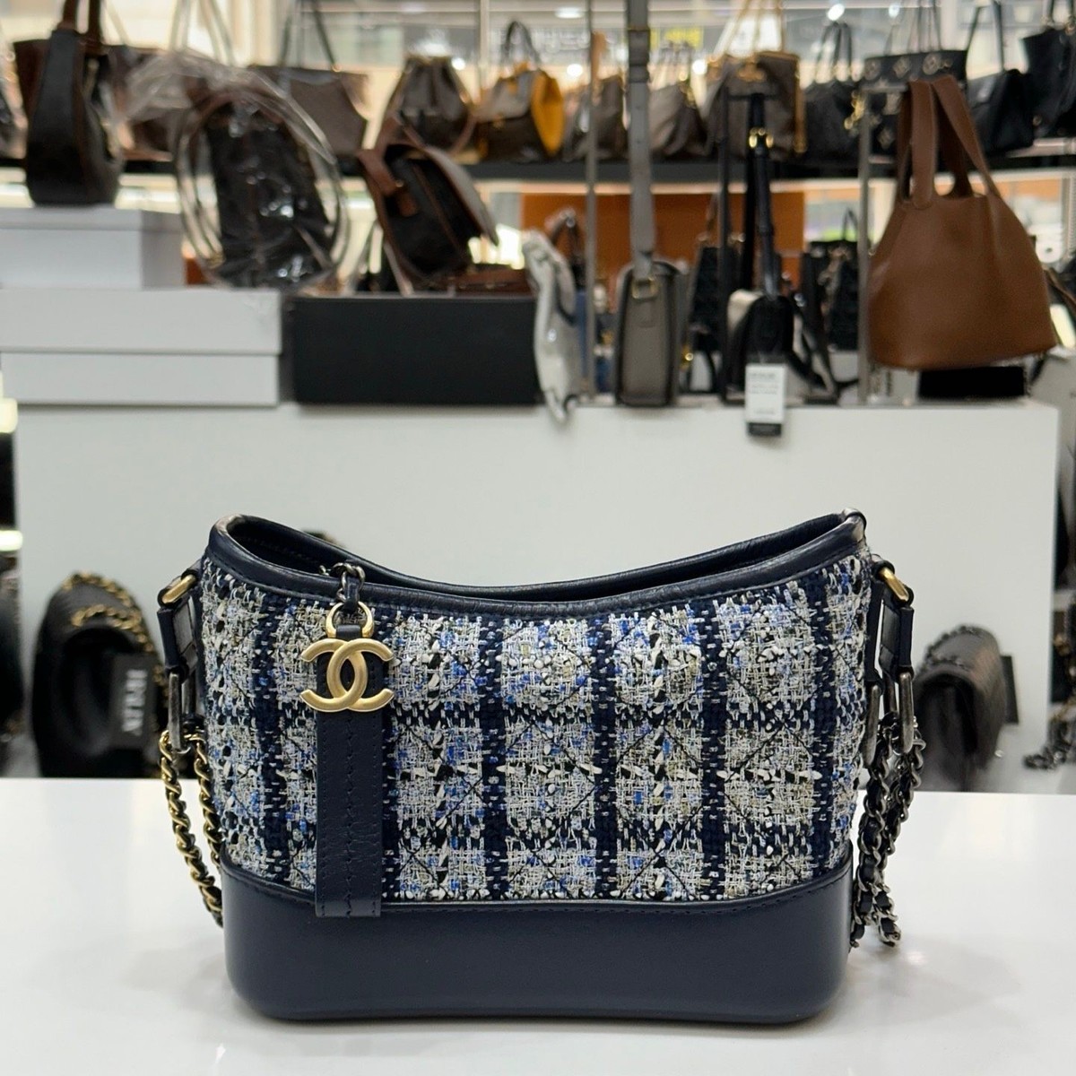 CHANEL Gabrielle De Chanel Small Hobo Bag Blue ヴィンテージ Auth CHANEL Gabrielle de Chanel Hobo Bag Shoulder Tweed