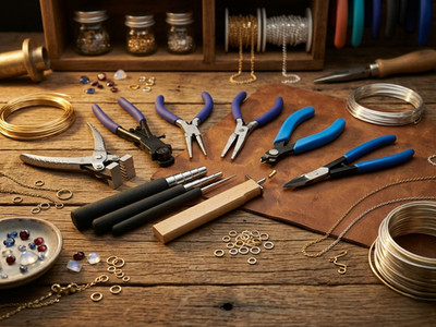 Set of 10 Jewelry Making Kit with Pliers Mendrals & Knotting Tool for Jewellers
