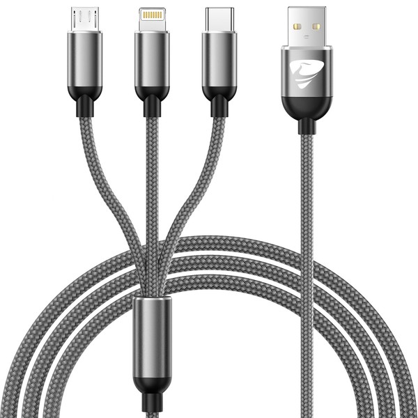 Multi USB Kabel 3 In 1 Nylon Ladekabel Iphone Galaxy Schnellladekabel 1,2M 3.1A-image