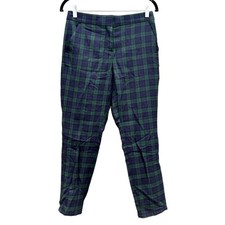 Pendleton  Women's 100 Virgin Wool Blue Green Tartan Plaid Trouser Pants Sz 0