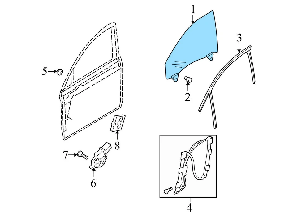 2010-2011 AUDI S4 - Front Right DOOR Window Glass 8K0845202C - Image 2 of 4