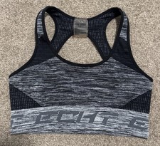 ECHT Activewear Sports Bra Crop Top Pure Series Cut Out Back Black Grey Sz Small