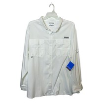 Columbia PFG Blood N Guts White Fishing Shirt Mens XXL Long Sleeve UPF 50 Vented