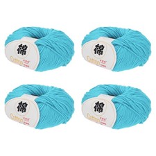 Cotton Yarn, Soft Knitting Yarn 4 Packages of 200g/7.05oz/ Pale Blue
