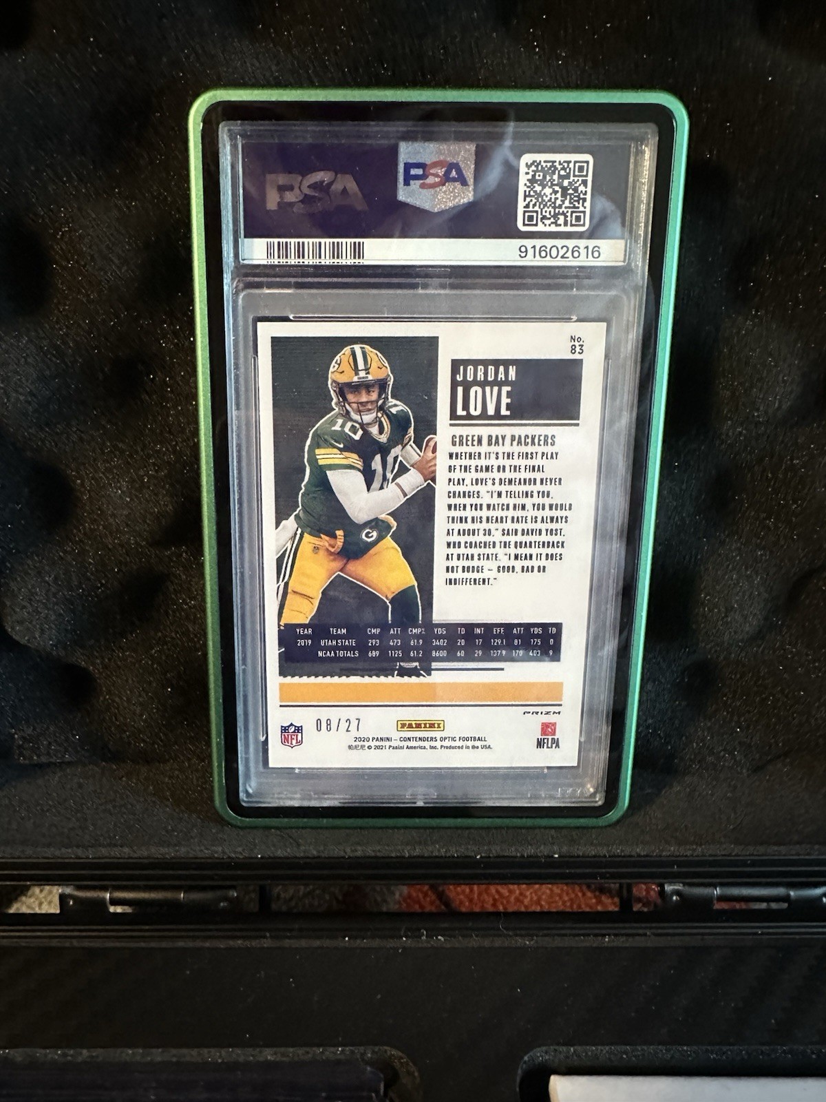 2020 Optic Jordan Love Rookie Ticket Green Pulsar In-Person Auto PSA 8 Auto 10!! view 2
