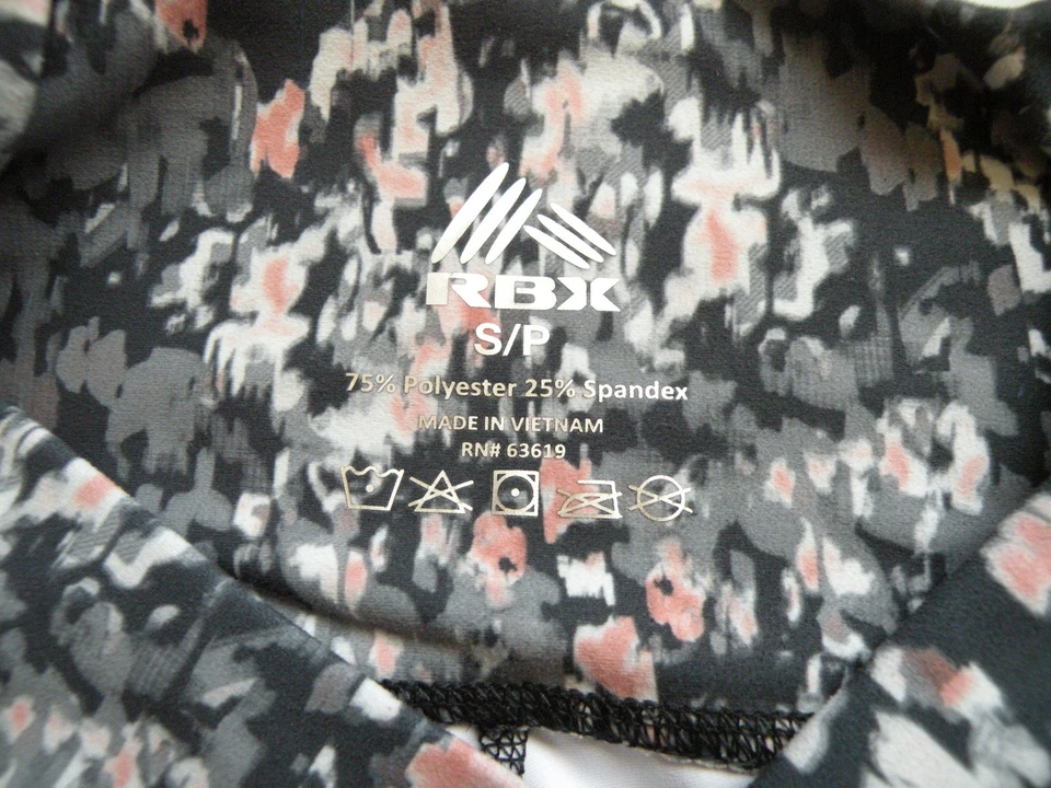 RBX Gris Rosa Blanco Coral Abstracto Cintura Alta Capri Mujer Leggings Pequeños Foto 3 de 3