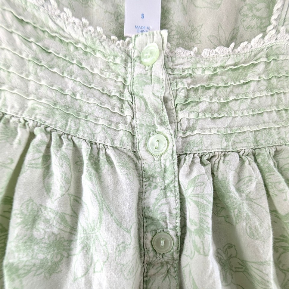 Adonna Gown Nightgown Womens Size Small Green Floral Sleeveless Lace ...