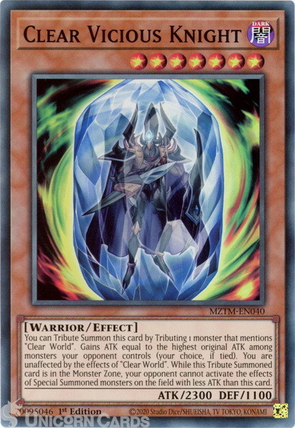 MZTM-EN040 Clear Vicious Knight : Super Rare 1st Edition Mint YuGiOh Card