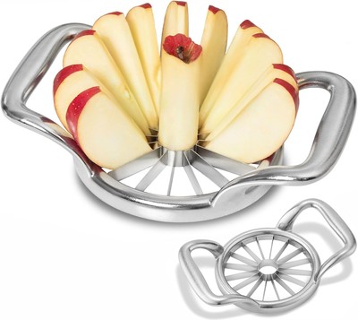 5.5-inch extra-large apple slicer, 16 ultra-thin apple slices, and corer.