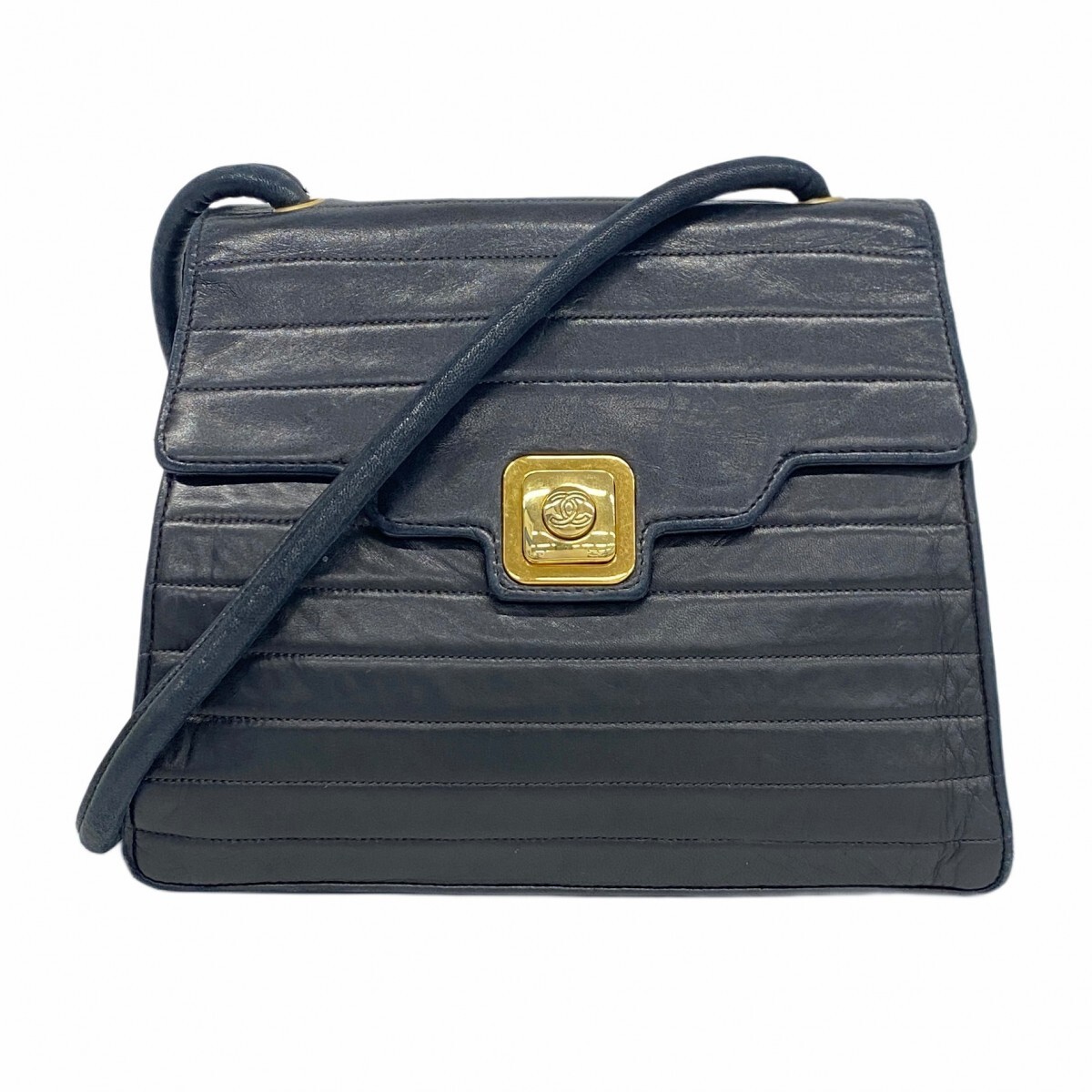 Chanel Lambskin Shoulder Bag Black Gold Hardware 381596  