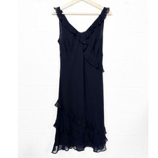 Vintage Ann Taylor Y2K Fairy Goth Silk Midi Dress Black Whimsygoth Vamp