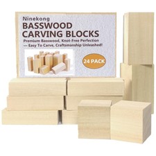24PCS Basswood Carving Blocks with 3 Sizes  Whittling Wood Carving Kit,Soft Ba...