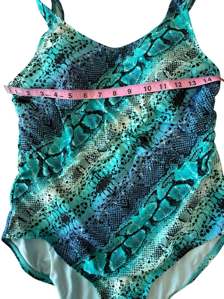 Catalina One Piece 女式泳装 M 8-10 蓝色 Atoli 蛇纹印花泳池度假村 — 第 3/4 张图片