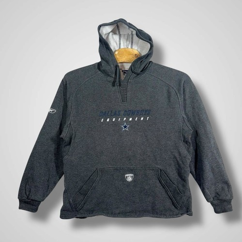 Dallas Cowboys NFL Reebok Mens Large Gray Pullover Hoodie Sweatshirt Football