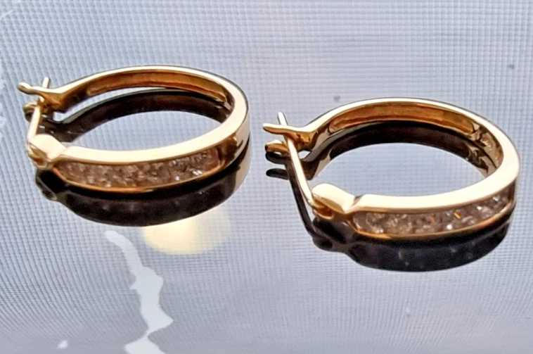 VA 14K 黄金天然钻石耳钉 3.3 克 TDW 0.25 克拉 — 第 4/4 张图片