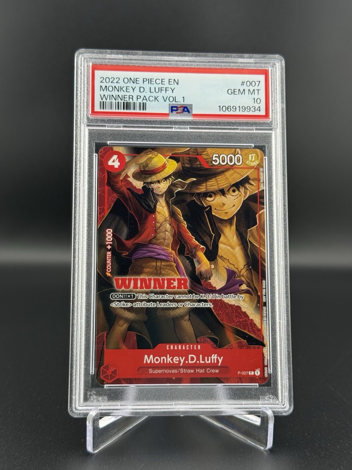 Monkey.D.Luffy #P-007 Winner Pack Vol. 1 2022 One Piece Promo GEM PSA 10