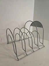 Rubbermaid 4 Tier Heavy-Duty Pot Pan Organizer Racks Cookware Lids Holder Gray