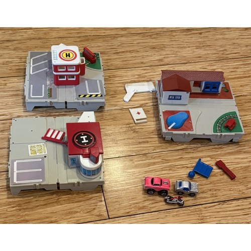 Vtg Micro Machines Travel City Play Set + Car Truck Motorcycle Lot 3 Galoob 90s - Afbeelding 9 van 13