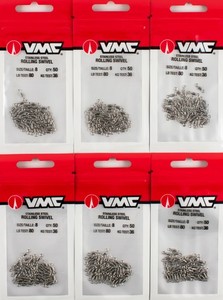 (LOT OF 6) VMC STAINLESS STEEL ROLLING SWIVEL SIZE 8 SSRS#8VP I2206
