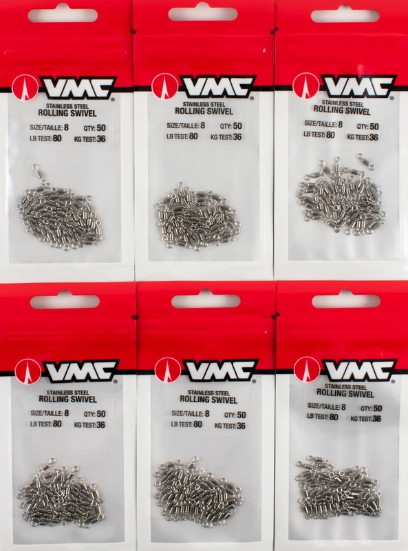 (LOT OF 6) VMC STAINLESS STEEL ROLLING SWIVEL SIZE 8 SSRS#8VP I2206
