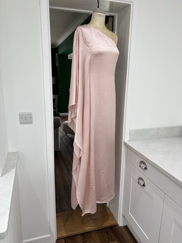 Osman London Pale Pink Cape Sleeve One Shoulder Satin Gown Uk 8 - 第 2/12 張圖片