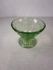 Anchor Hocking Block Optic Green Sherbet Ice Cream Bowl Uranium Depression Glass