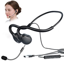 USB Headset with Mic for Center  Office Use - Open Ear Headphones for All-Da...
