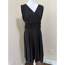 AA Studio Black Dress Large Banded Waist A-Line Little Black Dress LBD