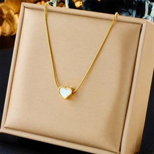 Authentic Elegant 18K Gold Plated Heart Necklace with White Enamel – Dainty & Stylish